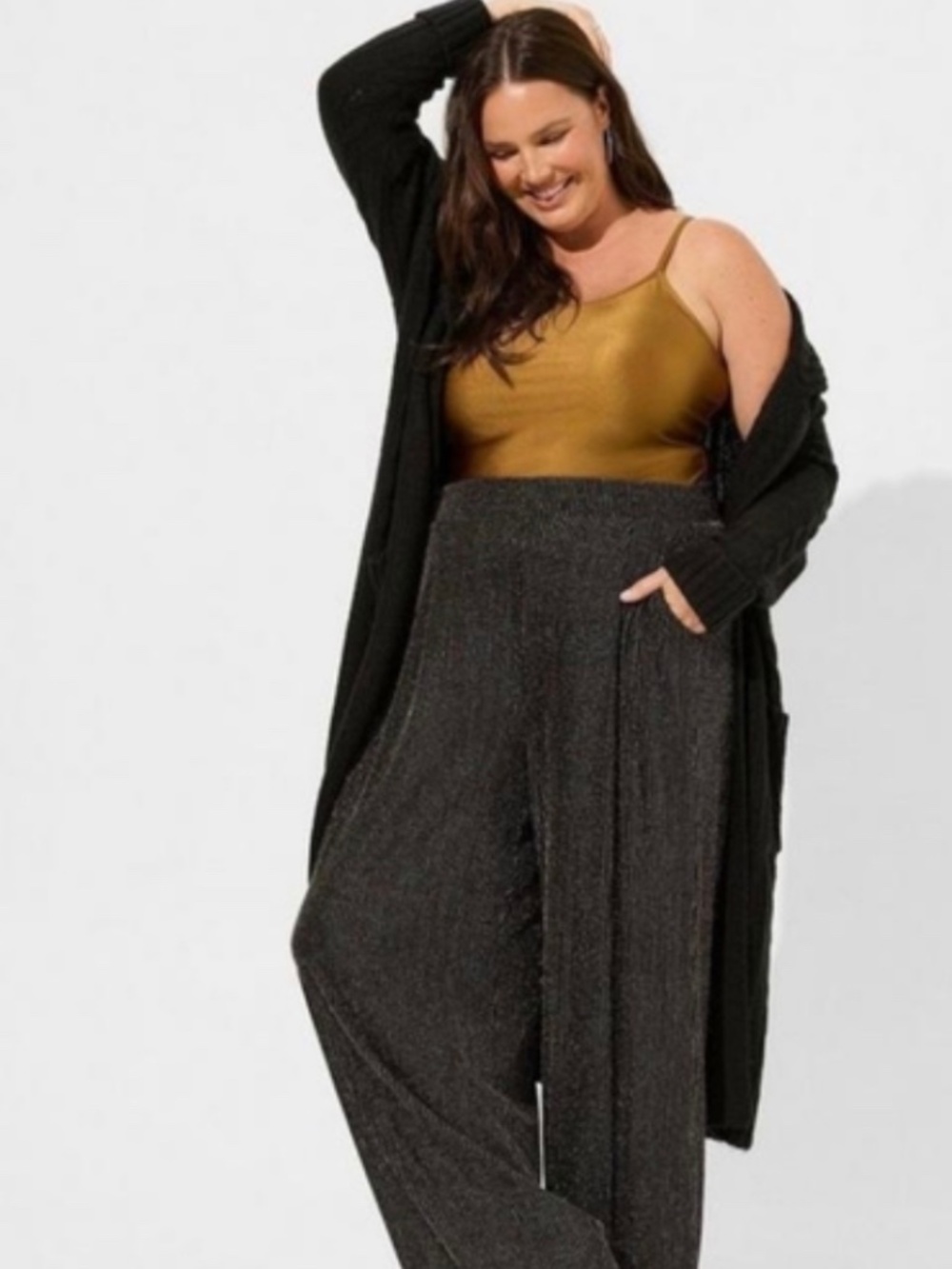 Pull On Wide Leg Stretch Lurex High Rise Pant - NEW WITH TAGS